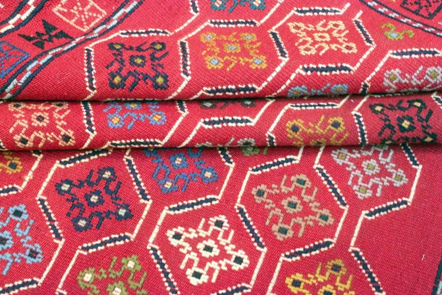 Hand-Woven Wool Kilim Afghan Rug, 195 × 127 cm