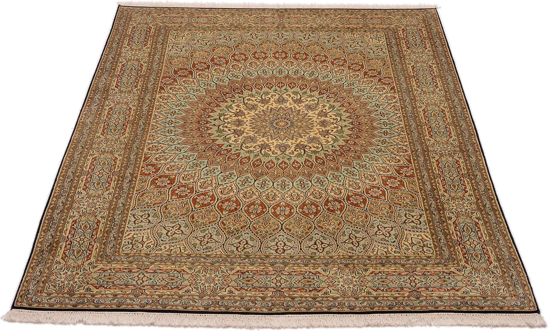 Kashmir Indian Rug 157 × 217 cm, Wool & Silk, hand-knotted
