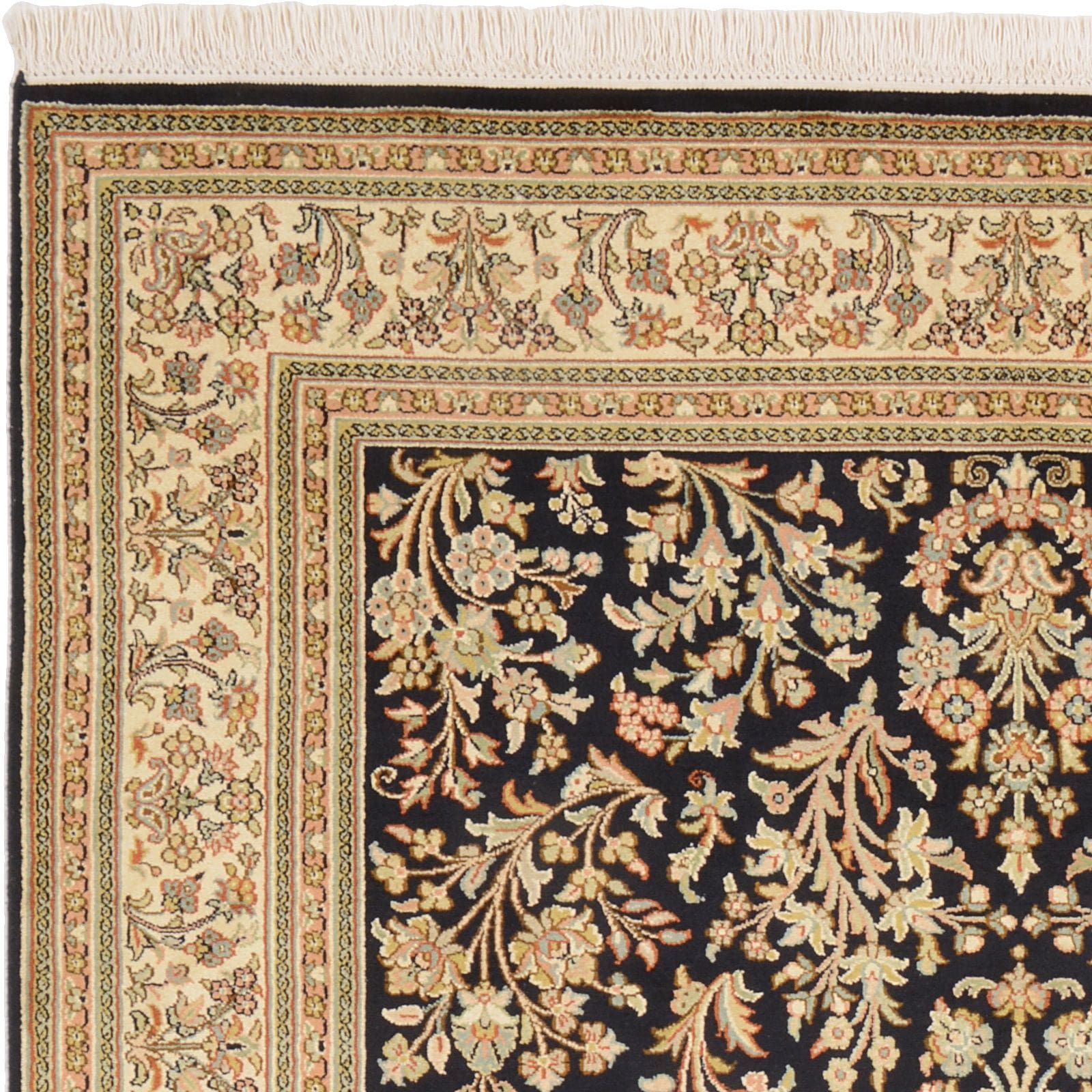 Kashmir Indian Rug 125 × 186 cm, Wool & Silk, hand-knotted
