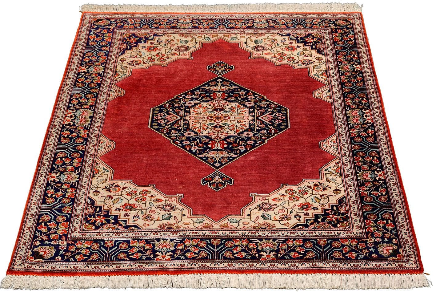 Qom Persian Rug 104 × 142 cm, Silk, hand-knotted