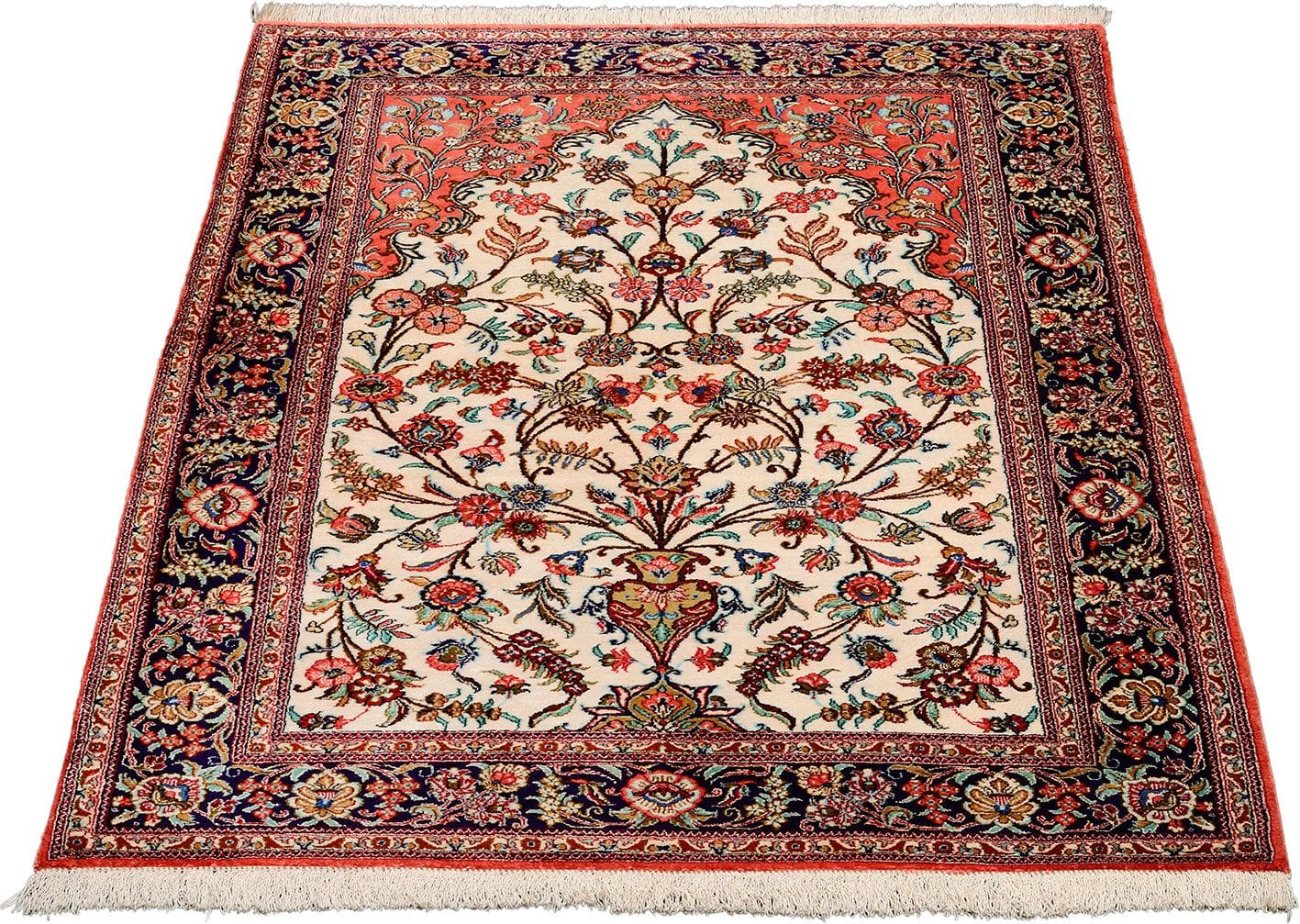 Qom Persian Rug — hand-knotted, 107 × 153 cm, Silk