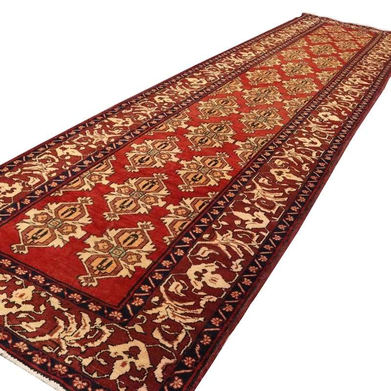 Antique Wool Ardebil Persian Rug, 442 × 110 cm