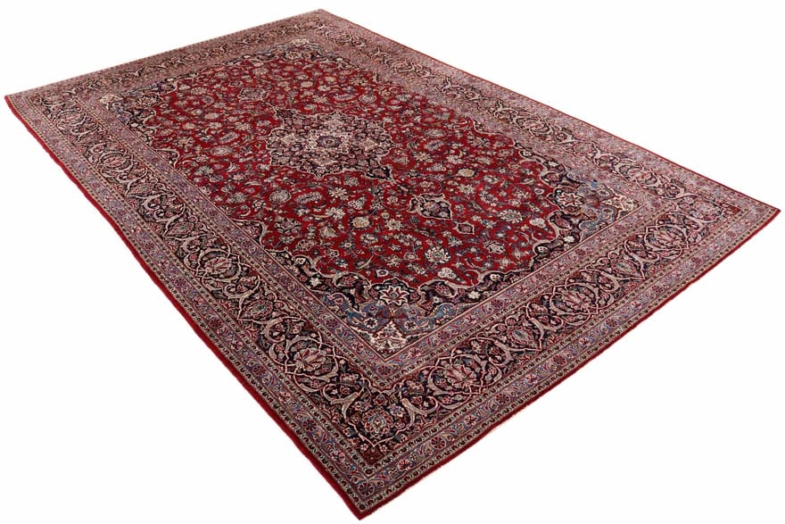 keshan-orientteppich-412x268-cm-klassisches-medaillon-muster-handgeknupft-1 Antique Kashan Persian Rug, 410 × 267 cm, Wool
