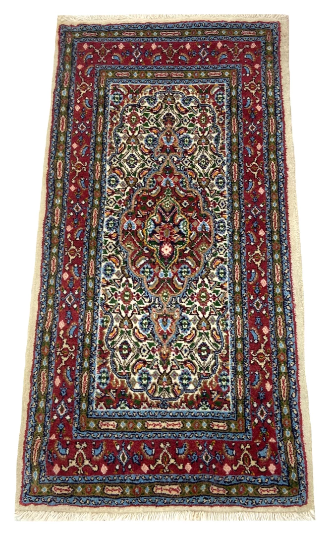 orientteppich-moud-102-x-53-cm-360000-knoten-medaillon-design-handgeknupft-1 Moud Persian Rug 102 × 53 cm, Wool & Silk, hand-knotted