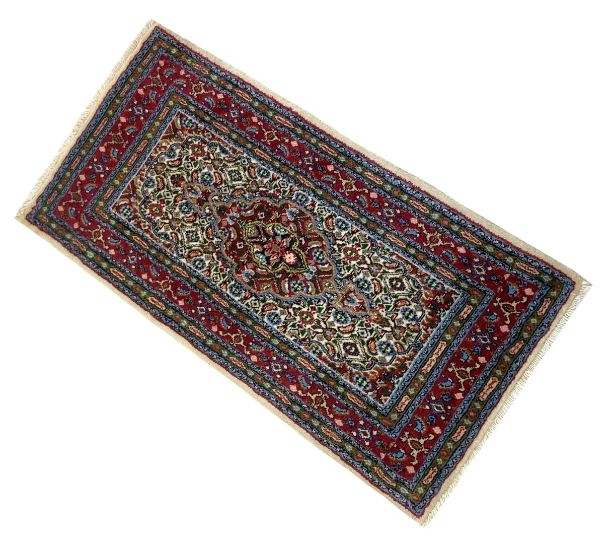 orientteppich-moud-102-x-53-cm-360000-knoten-medaillon-design-handgeknupft-2 Moud Persian Rug 102 × 53 cm, Wool & Silk, hand-knotted