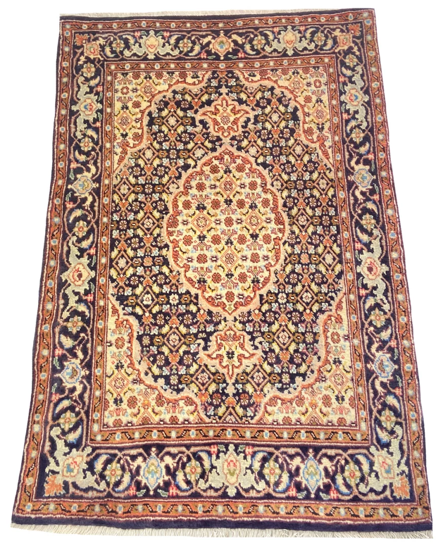 Moud Persian Rug — hand-knotted, 111 × 74 cm, Wool & Silk