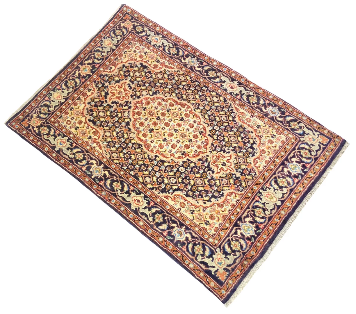 Moud Persian Rug — hand-knotted, 111 × 74 cm, Wool & Silk