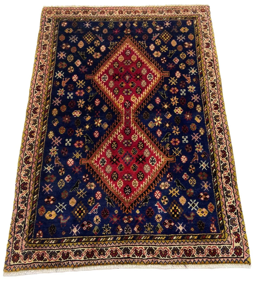 Hand-Knotted Wool Qashqai Persian Rug, 146 × 99 cm