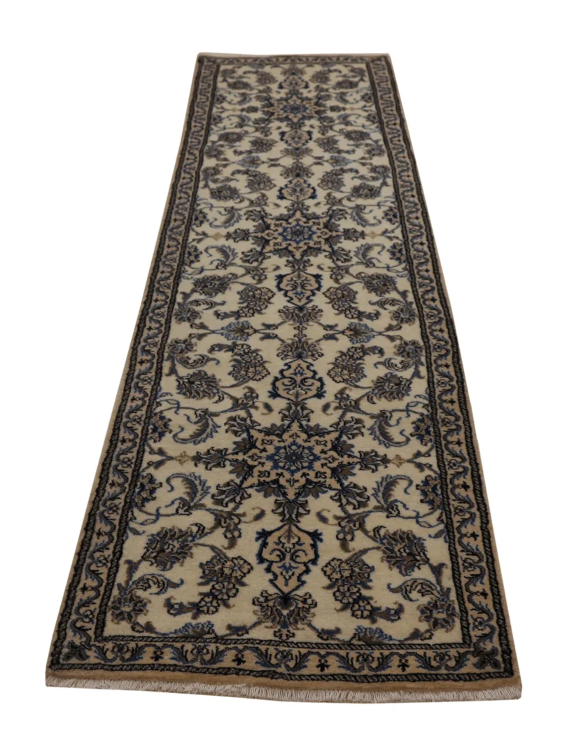 Hand-Knotted Wool & Silk Nain Persian Rug, 289 × 77 cm