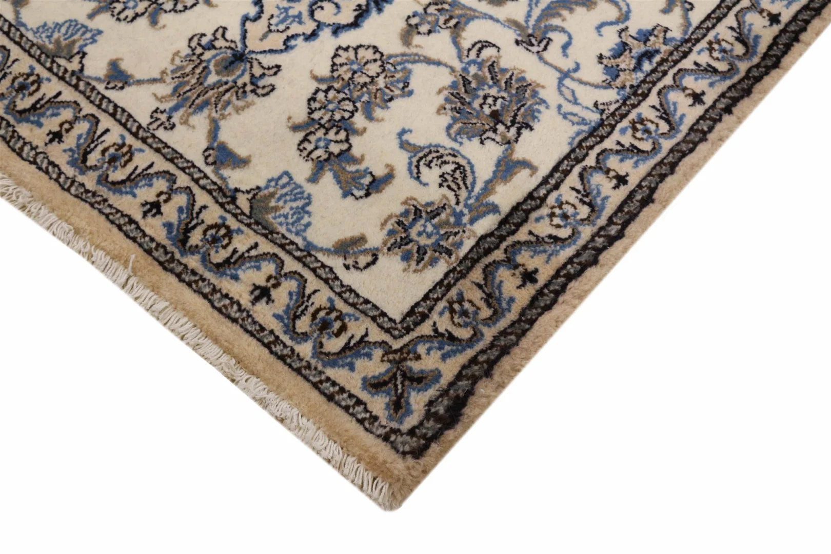 Hand-Knotted Wool & Silk Nain Persian Rug, 289 × 77 cm