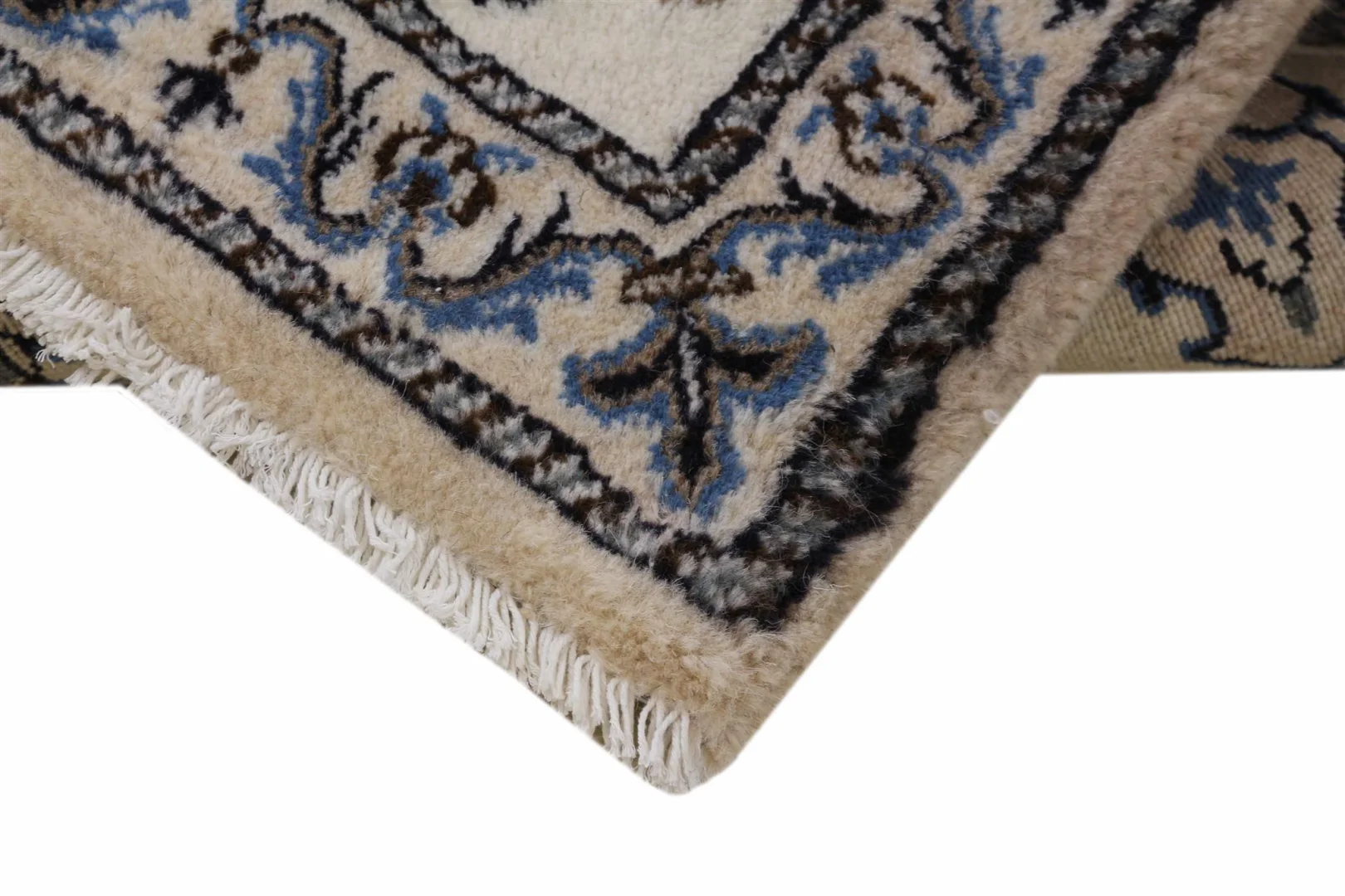Hand-Knotted Wool & Silk Nain Persian Rug, 289 × 77 cm