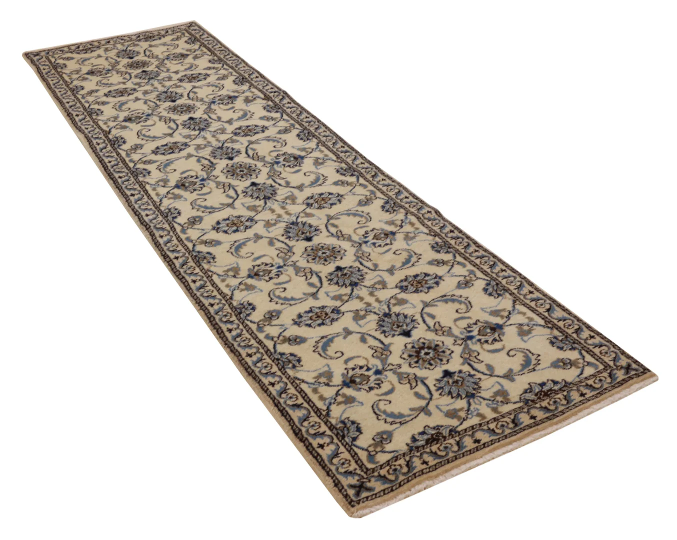 Nain Persian Rug — hand-knotted, 292 × 78 cm, Wool & Silk