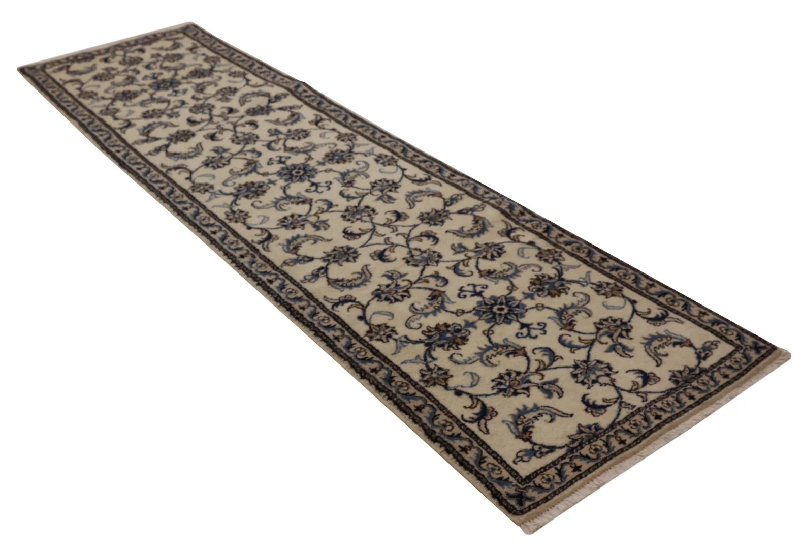Hand-Knotted Wool & Silk Nain Persian Rug, 292 × 81 cm