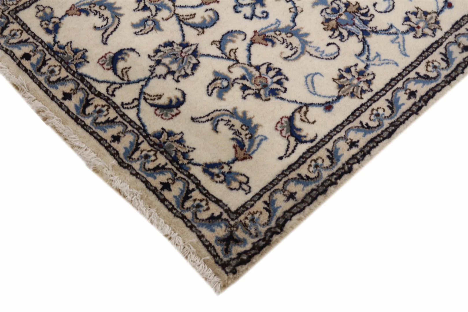 Hand-Knotted Wool & Silk Nain Persian Rug, 292 × 81 cm