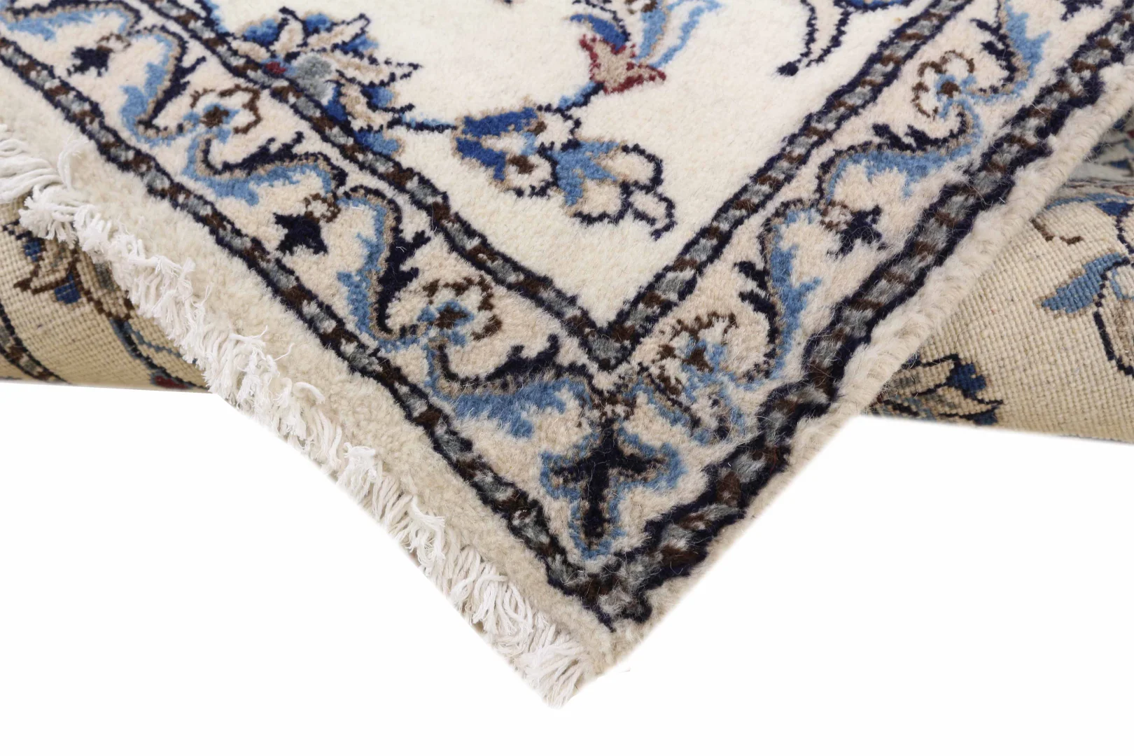 Hand-Knotted Wool & Silk Nain Persian Rug, 292 × 81 cm