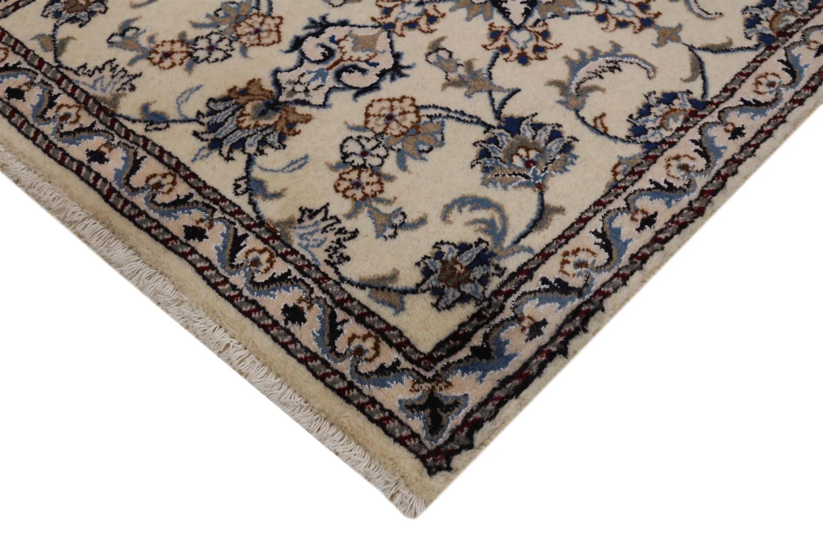 Hand-Knotted Wool & Silk Nain Persian Rug, 292 × 80 cm