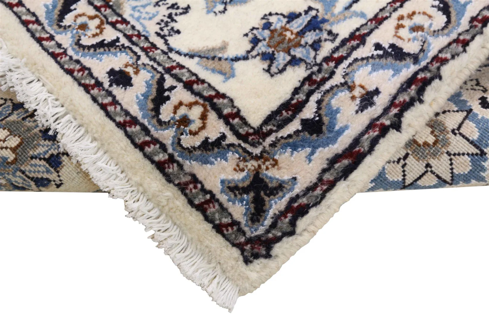 Hand-Knotted Wool & Silk Nain Persian Rug, 292 × 80 cm