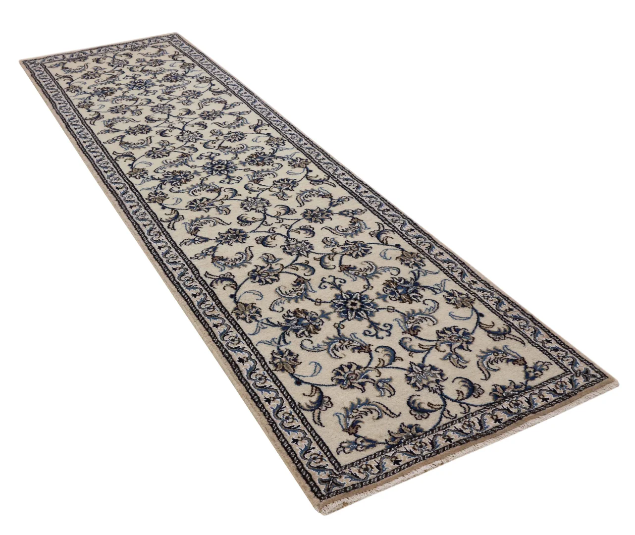 Nain Persian Rug — hand-knotted, 294 × 81 cm, Wool & Silk