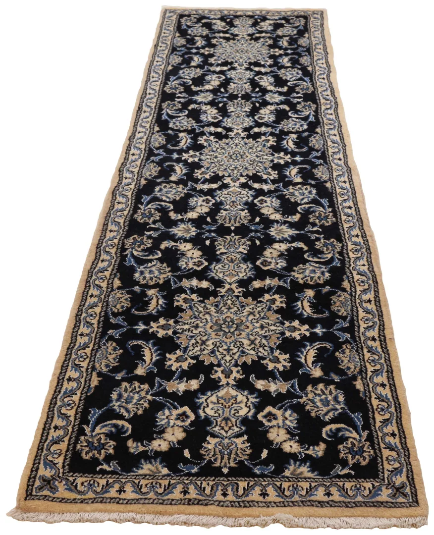 Nain Persian Rug — hand-knotted, 299 × 76 cm, Wool & Silk