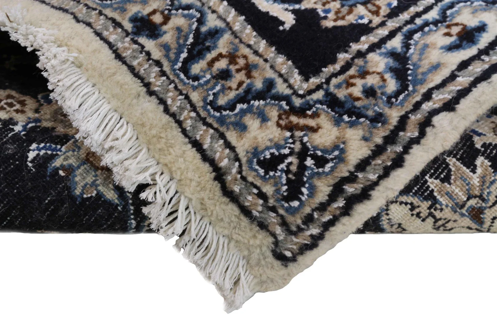 Nain Persian Rug — hand-knotted, 307 × 72 cm, Wool & Silk