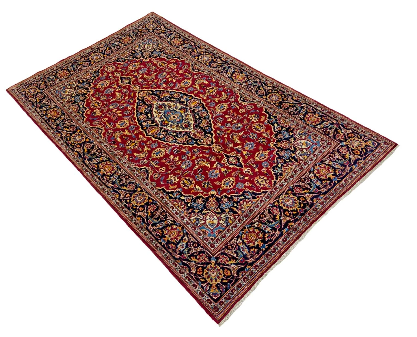 Hand-Knotted Wool Kashan Persian Rug, 222 × 137 cm