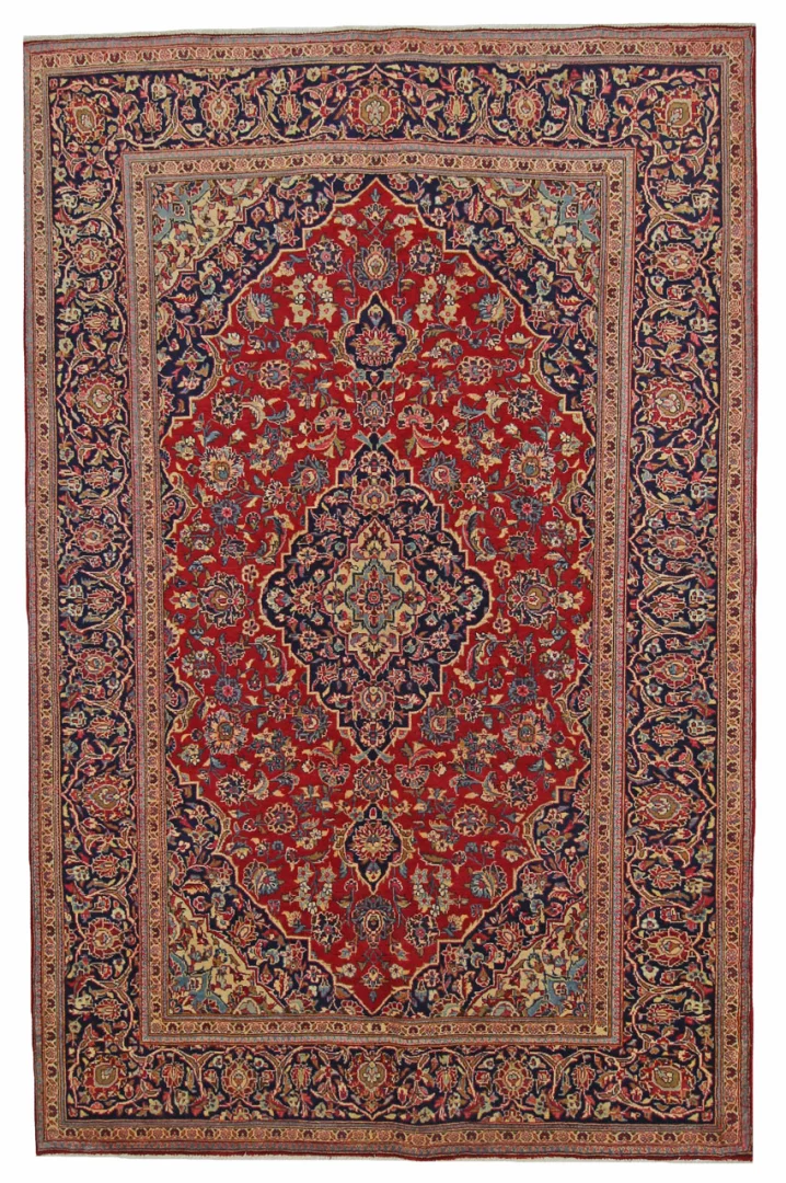 Hand-Knotted Wool Kashan Persian Rug, 310 × 201 cm