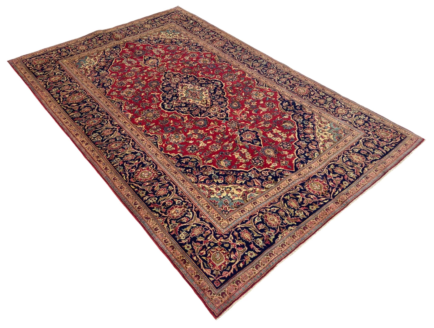 Hand-Knotted Wool Kashan Persian Rug, 310 × 201 cm