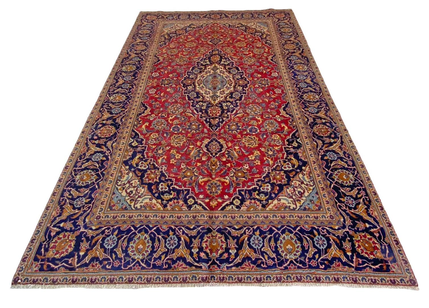 Hand-Knotted Wool Kashan Persian Rug, 312 × 194 cm