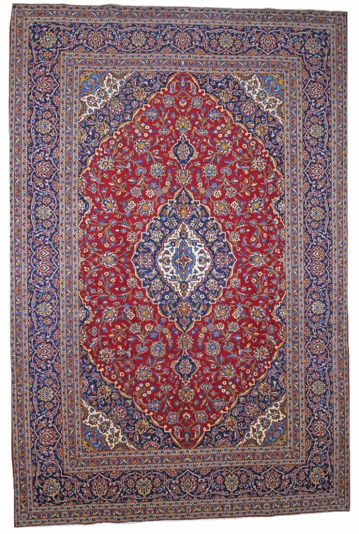 Hand-Knotted Wool Kashan Persian Rug, 405 × 269 cm