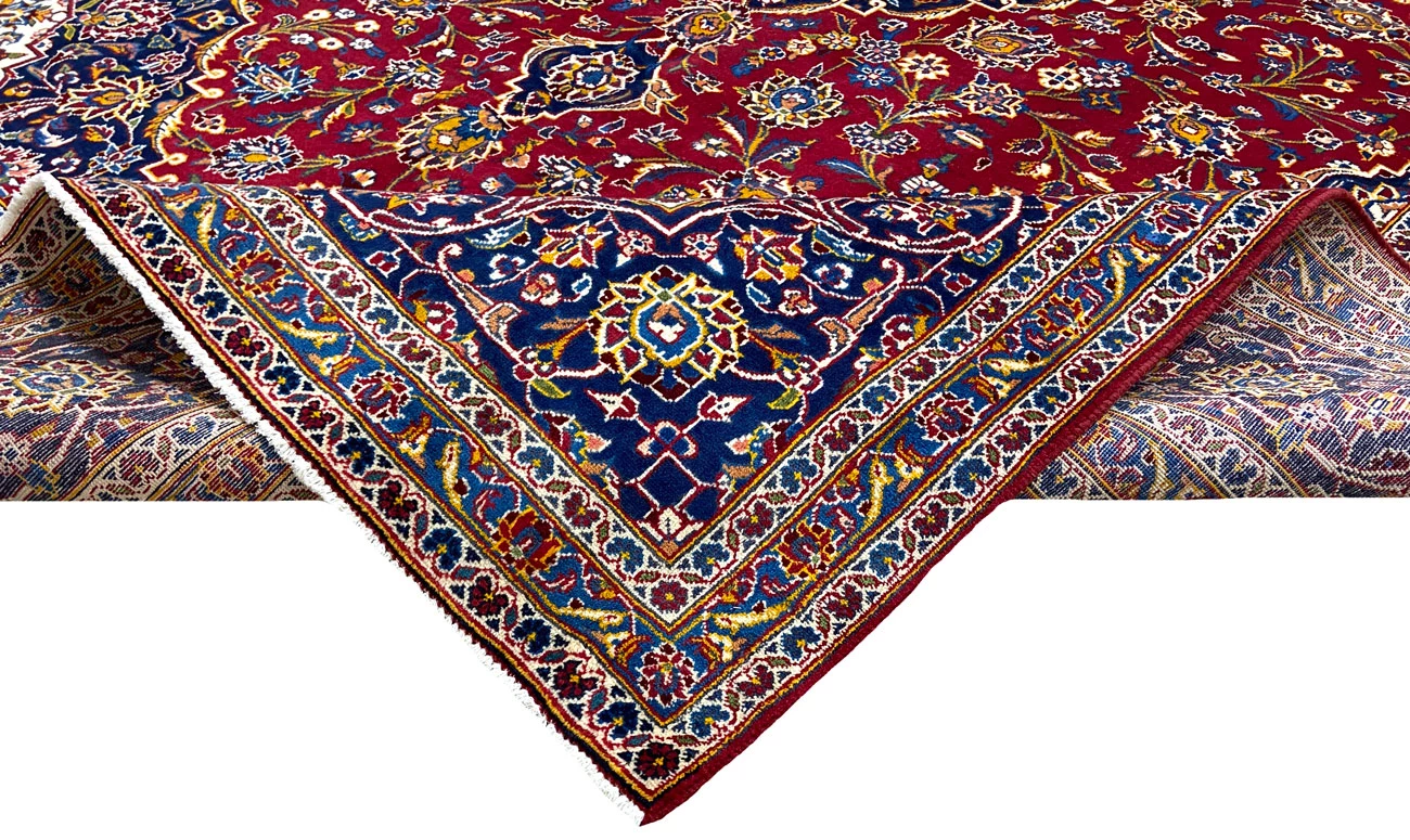 Hand-Knotted Wool Kashan Persian Rug, 405 × 269 cm