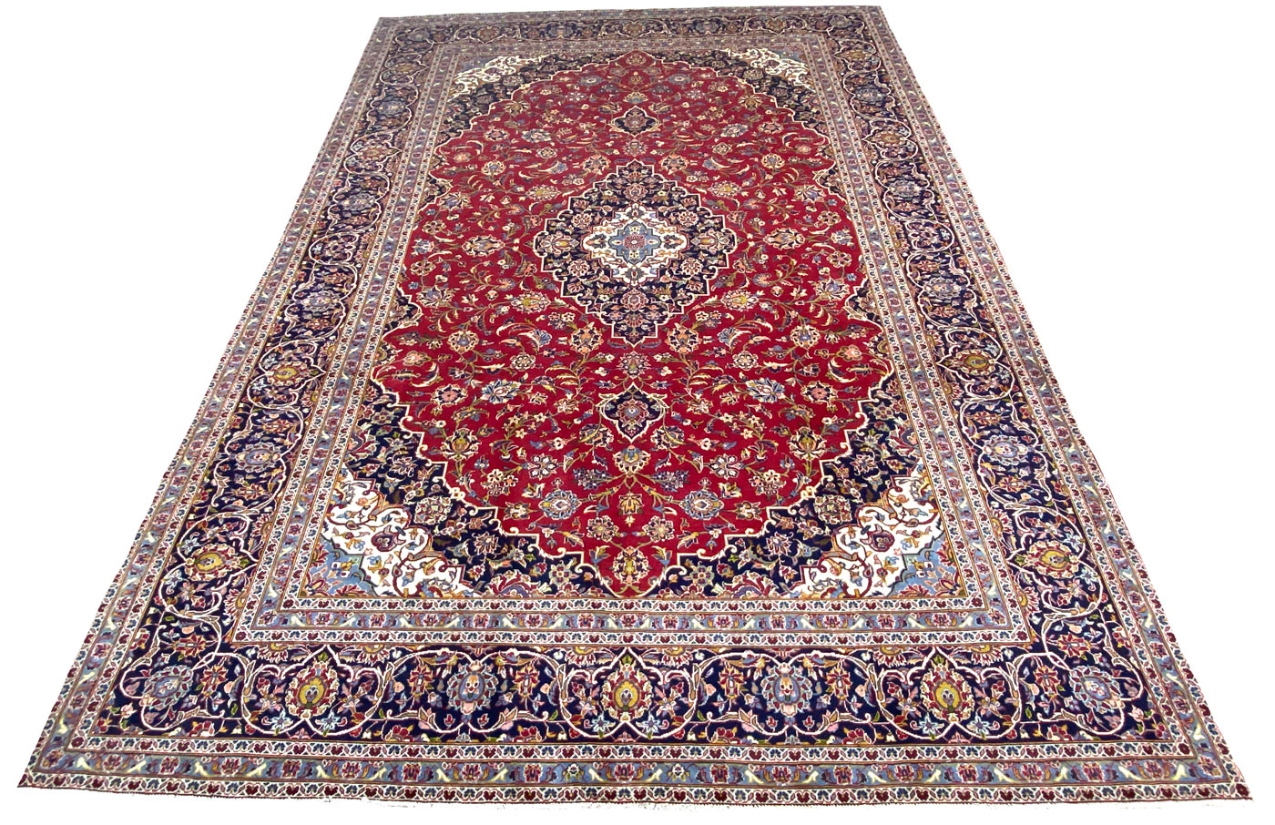 Hand-Knotted Wool Kashan Persian Rug, 414 × 293 cm