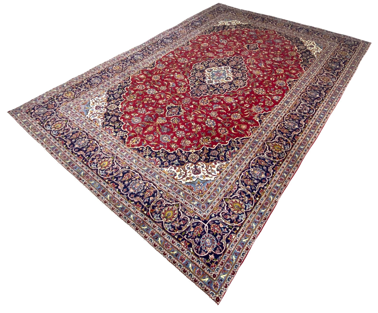 Hand-Knotted Wool Kashan Persian Rug, 414 × 293 cm