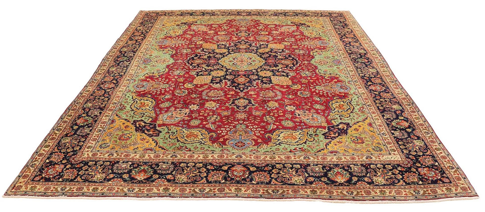 Tabriz Persian Rug — hand-knotted, 394 × 304 cm, Wool & Silk