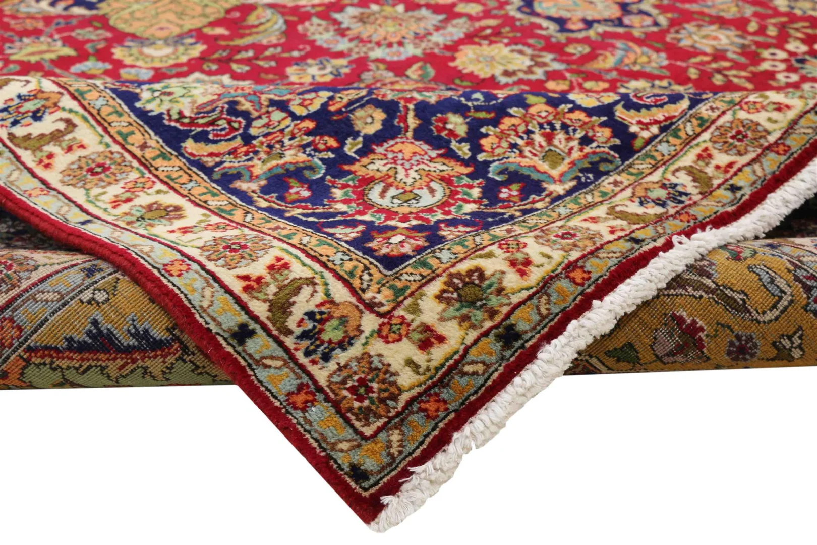 Tabriz Persian Rug — hand-knotted, 394 × 304 cm, Wool & Silk
