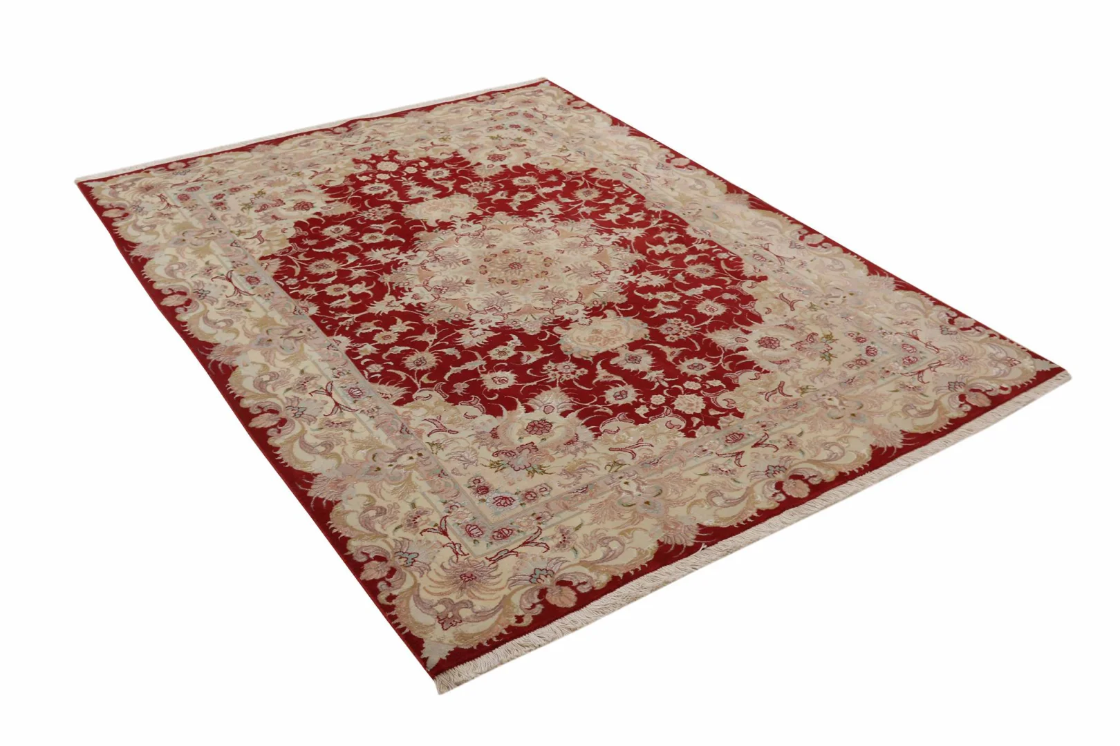 Tabriz Persian Rug — hand-knotted, 192 × 151 cm, Wool & Silk