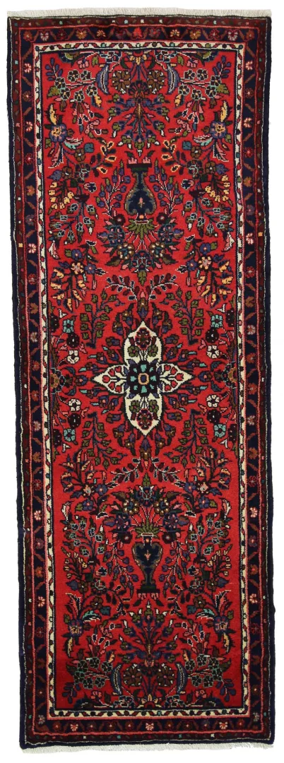mahal-teppich-227-x-81-cm-rot-mit-blumenmuster-handgeknupft Hand-Knotted Wool Persian Rug, 227 × 81 cm