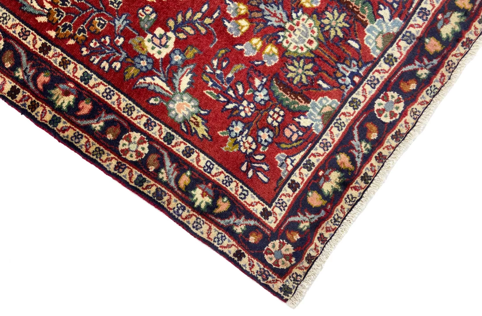 mahal-orientteppich-200-x-78-cm-rot-medaillon-handgeknupft-3 Hand-Knotted Wool Persian Rug, 200 × 78 cm