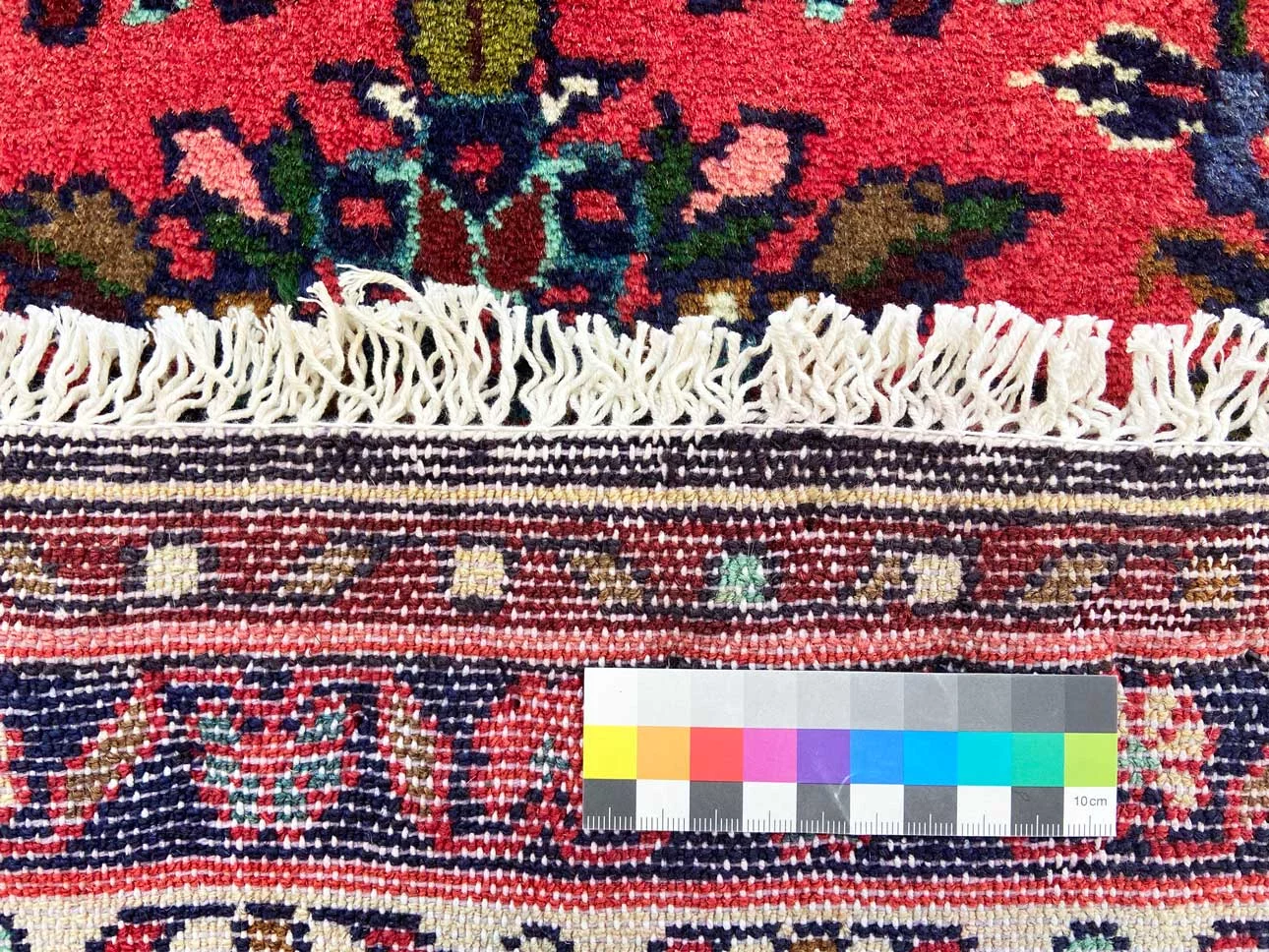 mahal-teppich-227-x-81-cm-rot-mit-blumenmuster-handgeknupft-4 Hand-Knotted Wool Persian Rug, 227 × 81 cm
