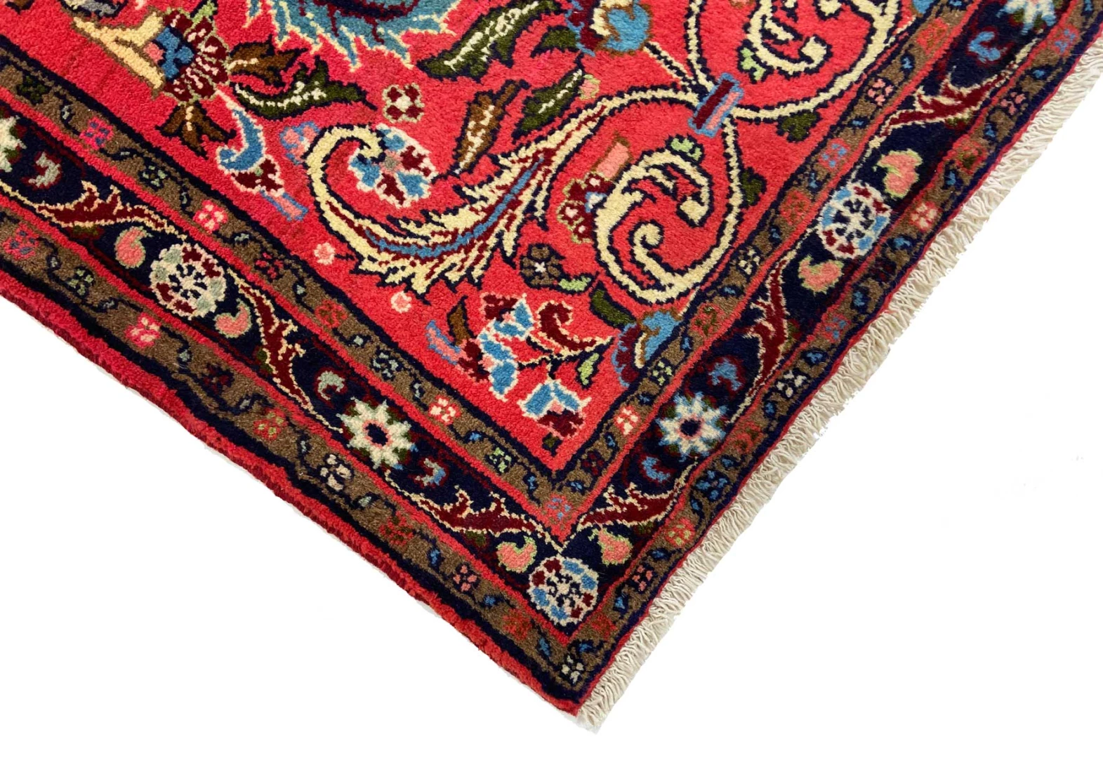 orientteppich-mahal-322-x-82-cm-rote-rosen-handgeknupft-3 Persian Rug — hand-knotted, 322 × 82 cm, Wool