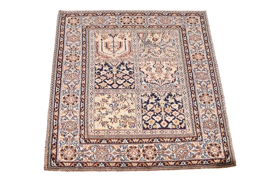 Hand-Knotted Silk Kashmir Indian Rug, 90 × 64 cm