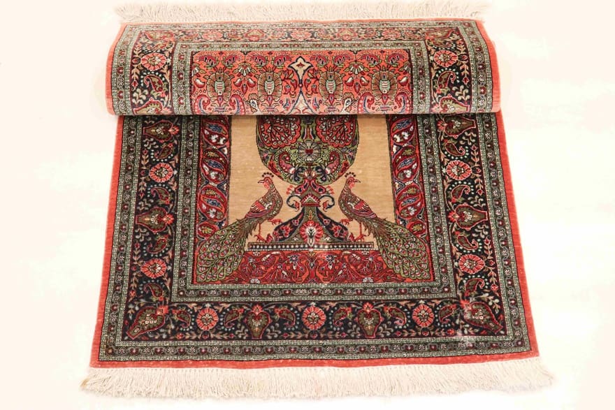 Qom Silk Rug 127×78, hand-knotted, hohe Qualität, Luxus