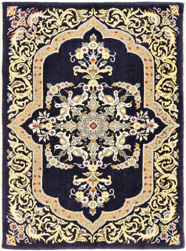 Hand-Knotted Wool Qom Persian Rug, 98 × 70 cm