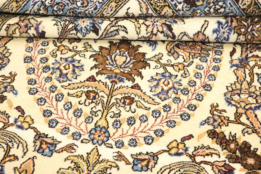 Hand-Knotted Wool & Silk Qom Persian Rug, 210 × 143 cm