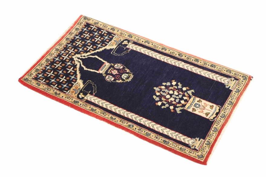 Hand-Knotted Wool Qom Persian Rug, 84 × 50 cm