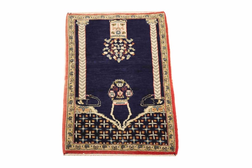 Hand-Knotted Wool Qom Persian Rug, 84 × 50 cm