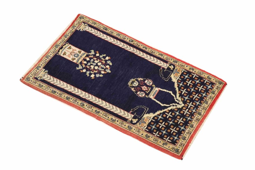 Hand-Knotted Wool Qom Persian Rug, 84 × 50 cm
