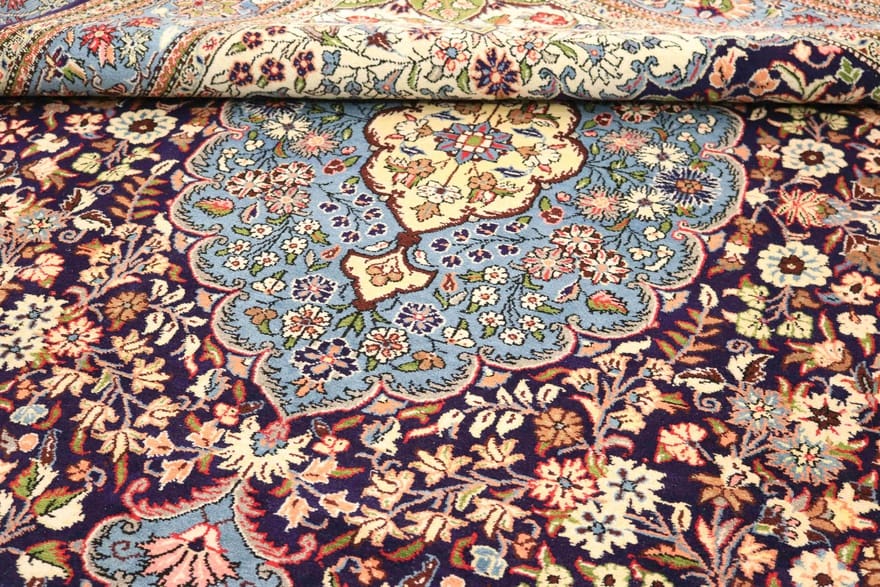 Hand-Knotted Wool Qom Persian Rug, 347 × 230 cm