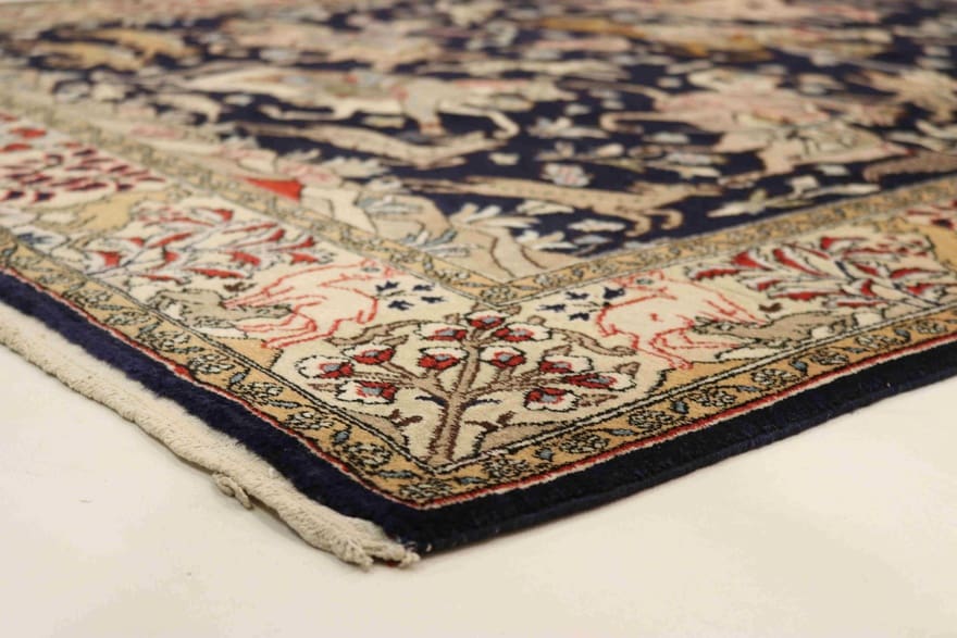 Qom Persian Rug — hand-knotted, 205 × 145 cm, Wool & Silk