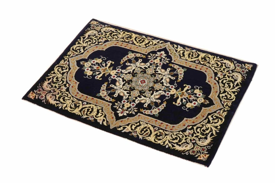 Hand-Knotted Wool Qom Persian Rug, 98 × 70 cm
