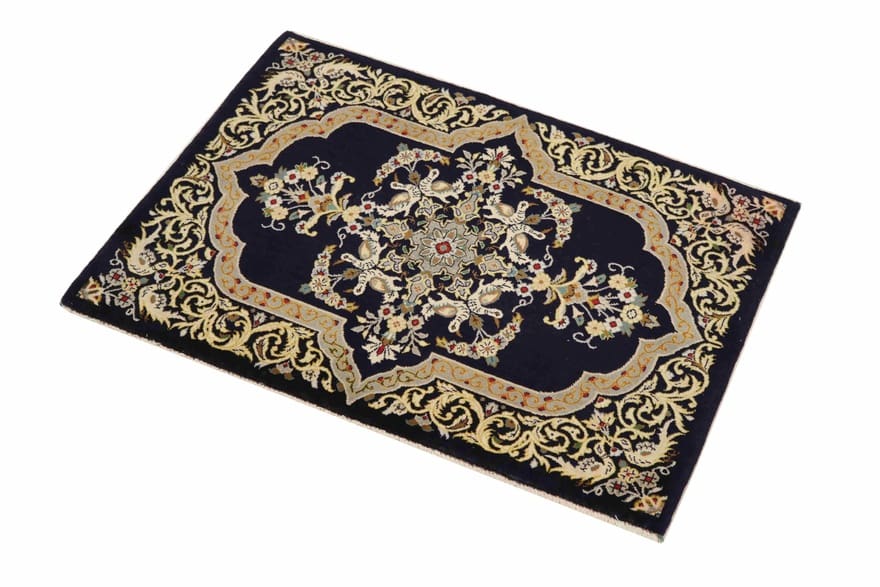 Hand-Knotted Wool Qom Persian Rug, 98 × 70 cm